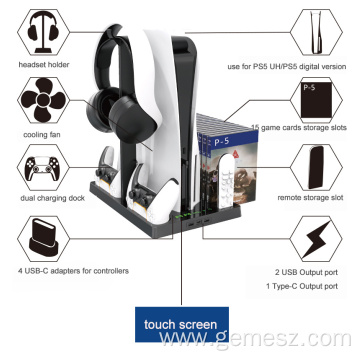 Cooling Fan Charging Station Vertical Stand for PS5
